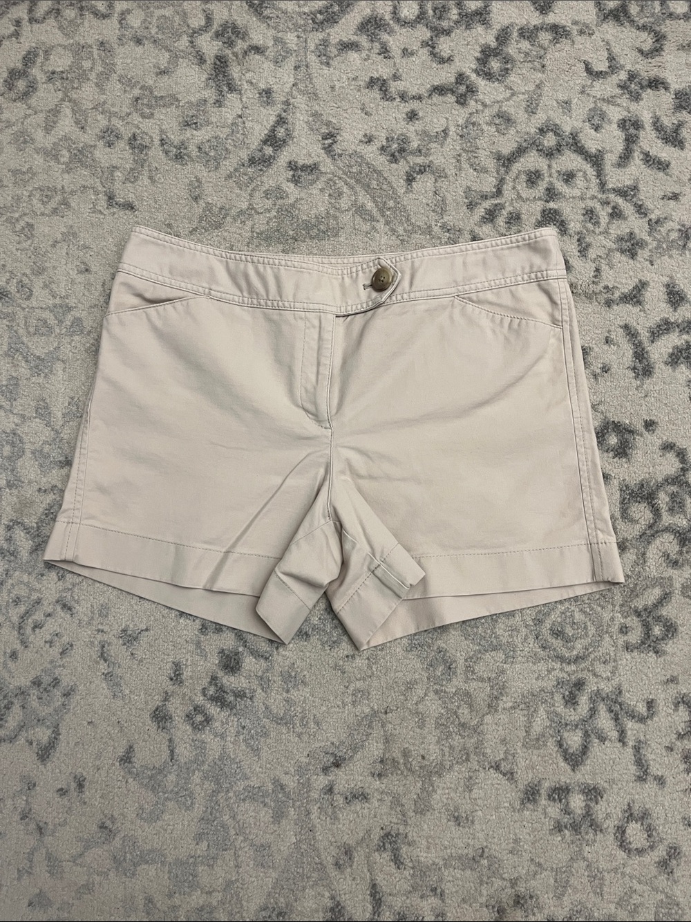Ann Taylor Light Beige Tailored Cotton-Blend Shorts - Signature Fit